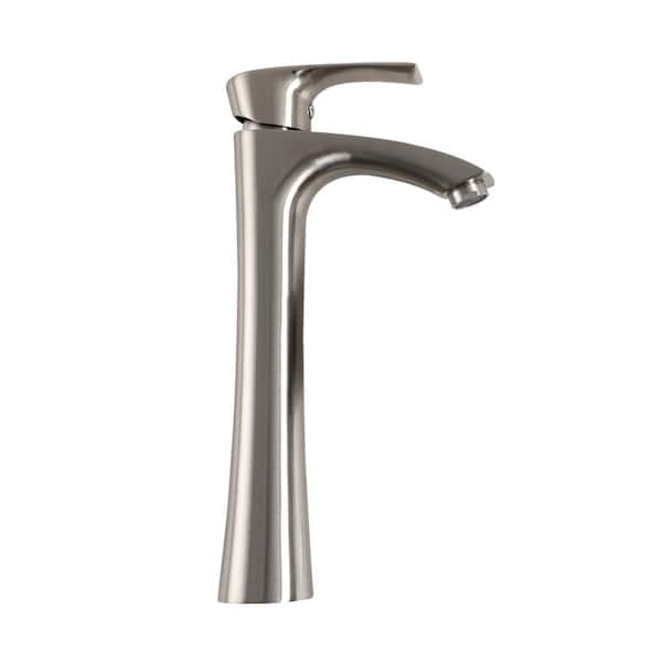 LORDEAR Single Handle Single Hole Bathroom Faucet Tall Vessel Sink Faucet with Supply Line in Brushed Nickel