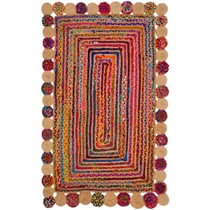 Cape Cod Red/Multi 2 ft. x 4 ft. Circles Border Area Rug