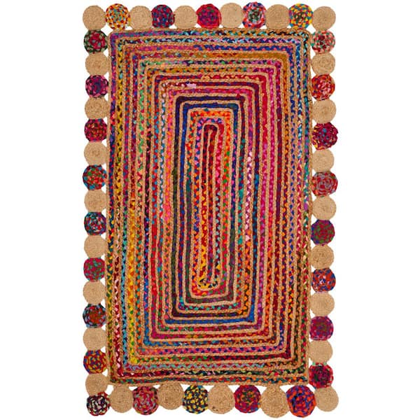 Cape Cod Red/Multi Doormat 2 ft. x 4 ft. Circles Border Area Rug