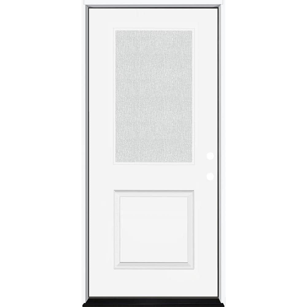 Legacy 36 in. W. x 80 in. 1/2-Lite Rain Glass LHIS White Primed Fiberglass Prehend Front Door price history on PriceWatchPro