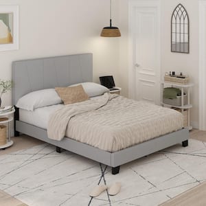 Lucy Gray Wood/Polyester Frame Queen Platform Bed with Geometric Design