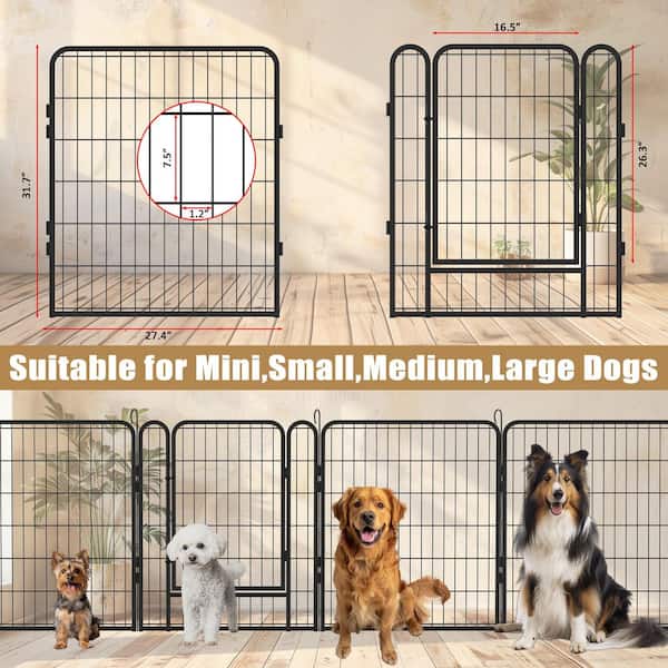 WTVWTV 54 x 54 x 32 in. 8 Black Panels Metal Dog Playpen