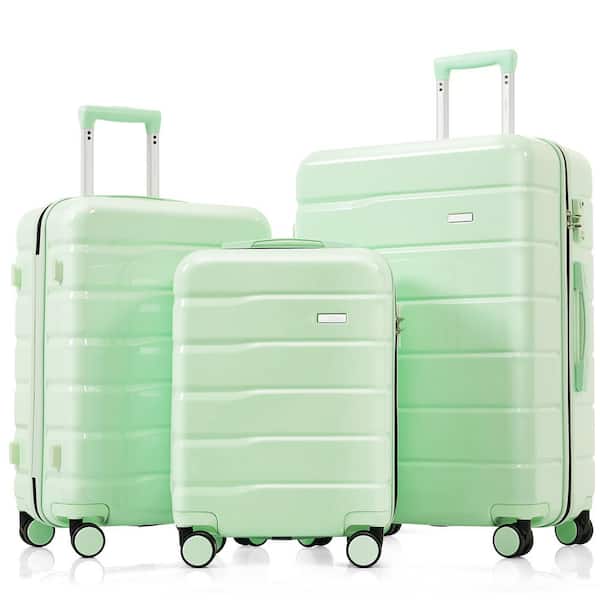 Merax 3-Piece Light Green ABS Hardshell Spinner Luggage Set with TSA Lock 3-Stage Telescoping Handles