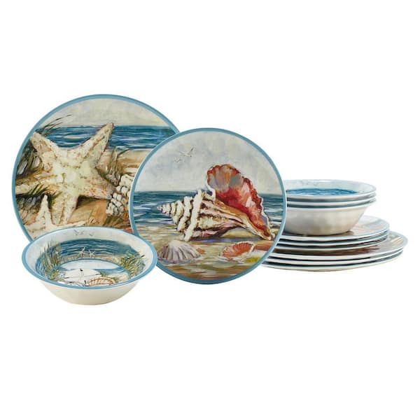 Certified International Seacoast Melamine 12-Piece Multi-Colored ...