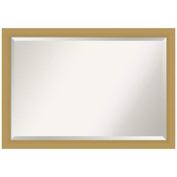 Amanti Art Grace 39.5 in. x 27.5 in. Modern Rectangle Framed Brushed Gold Bathroom Vanity Mirror