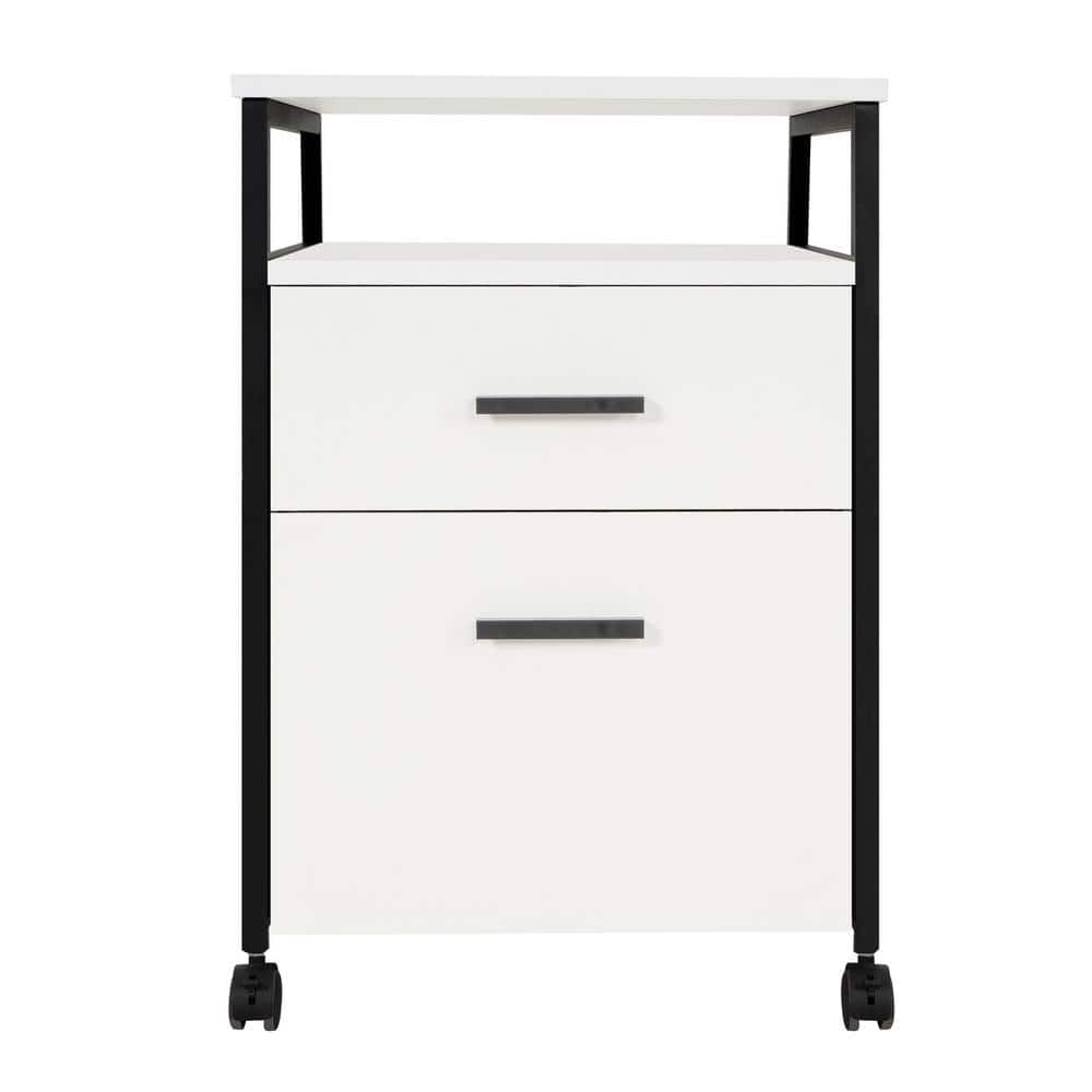 MAYKOOSH Rolling Filing Cabinet - Modern 2-Drawer Wood File Storage ...