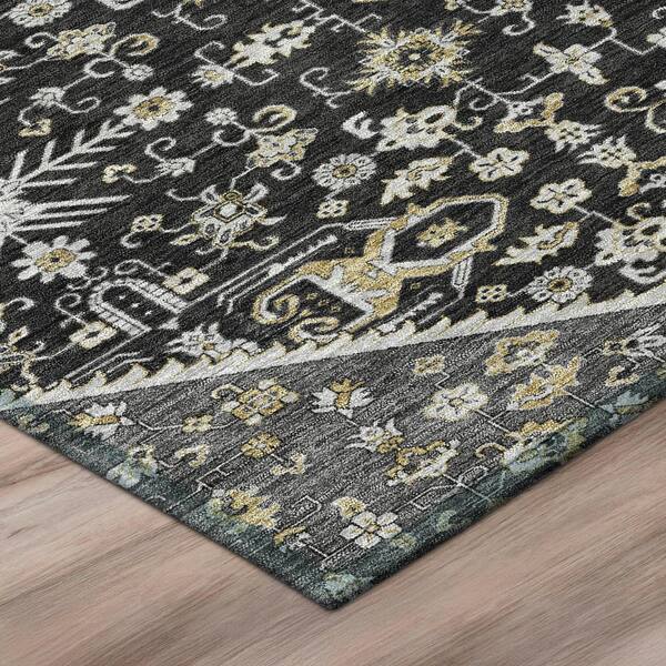 Chantille Machine Washable Indoor/Outdoor Abstract ACN3050 Black 2 ft. x 7 ft. Runner Rug