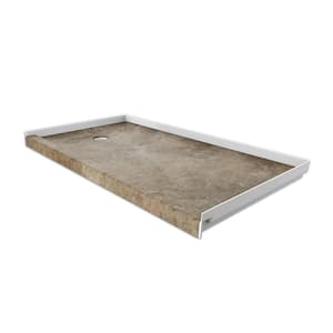 30 in. x 60 in. Single Threshold Shower Base with Left Hand Drain in Mocha Travertine