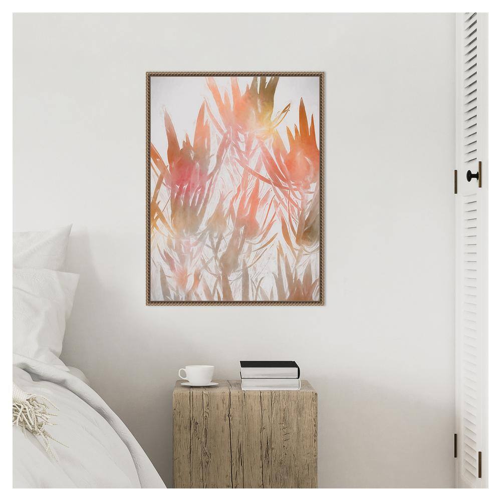 Beaded Gold Framed Abstract Botanic Canvas Wall Art 23 x 30