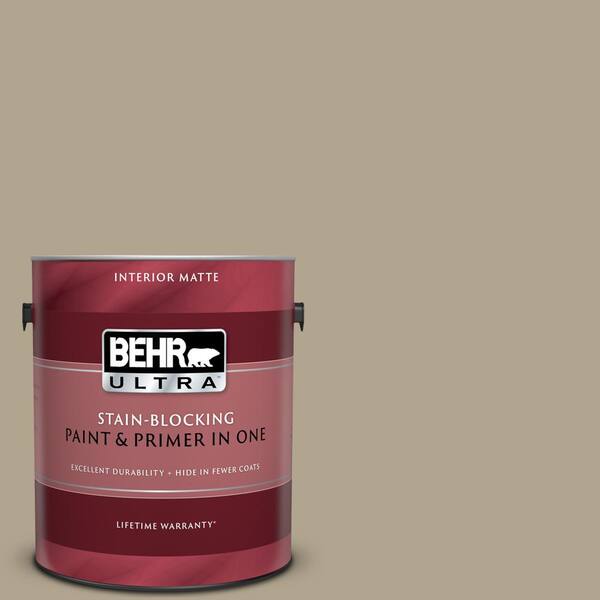 BEHR ULTRA 1 gal. #UL190-17 Safari Vest Matte Interior Paint and Primer in One