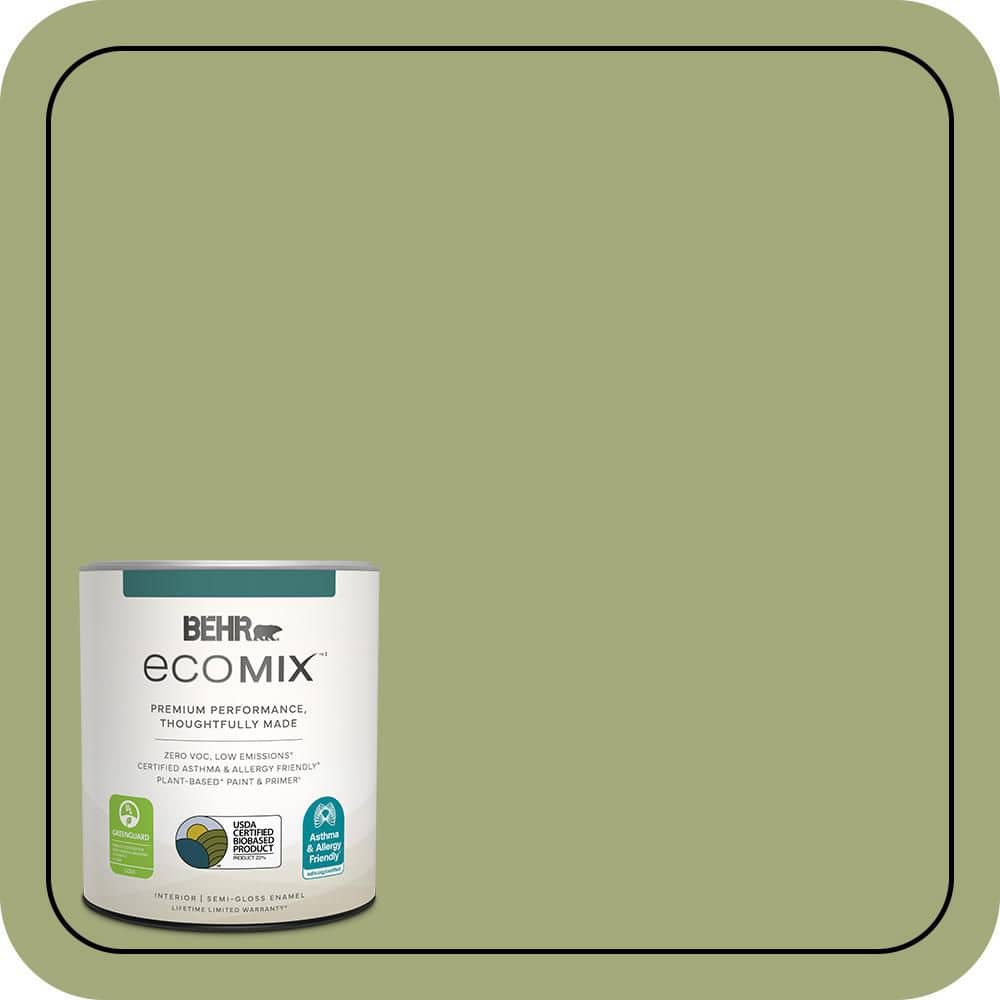 BEHR ECOMIX 1 qt. #M350-5 Mossy Cavern Semi-Gloss Enamel Plant-Based ...