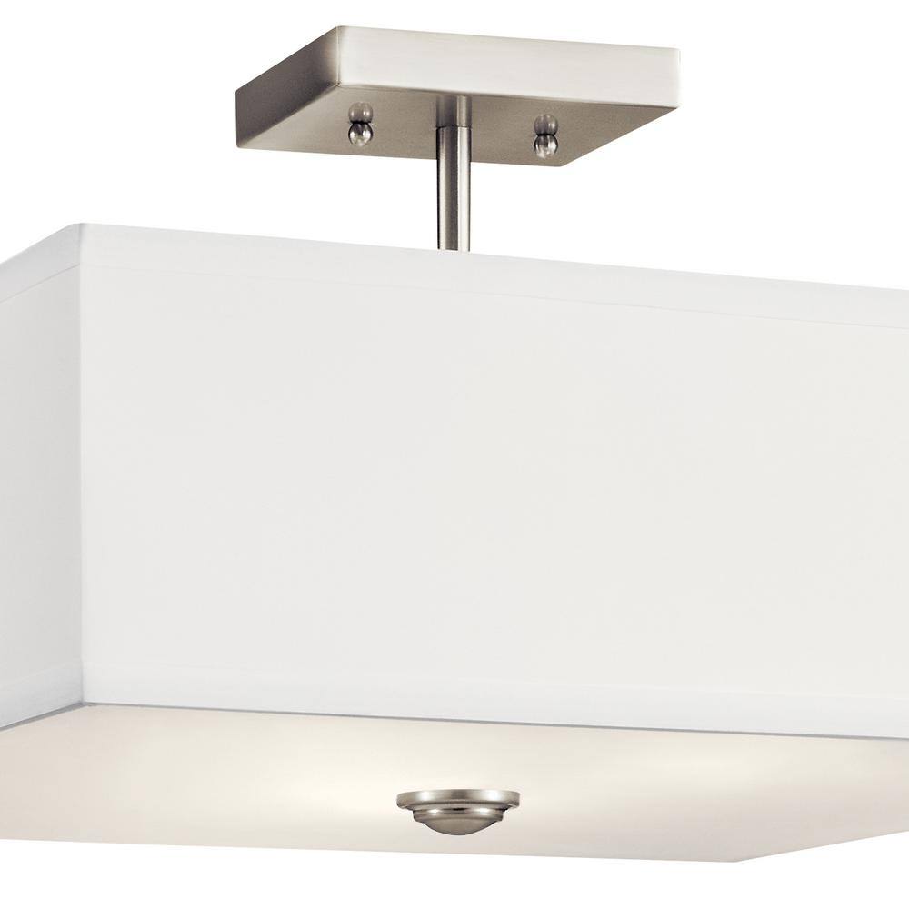 Transitional 18" Satin Etched Glass Semi-Flush Ceiling Light in Black