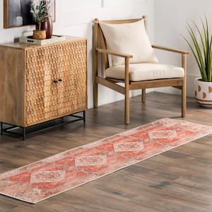 Dianna Machine Washable Rust 2 ft. x 8 ft. Distressed Persian Cotton Area Rug