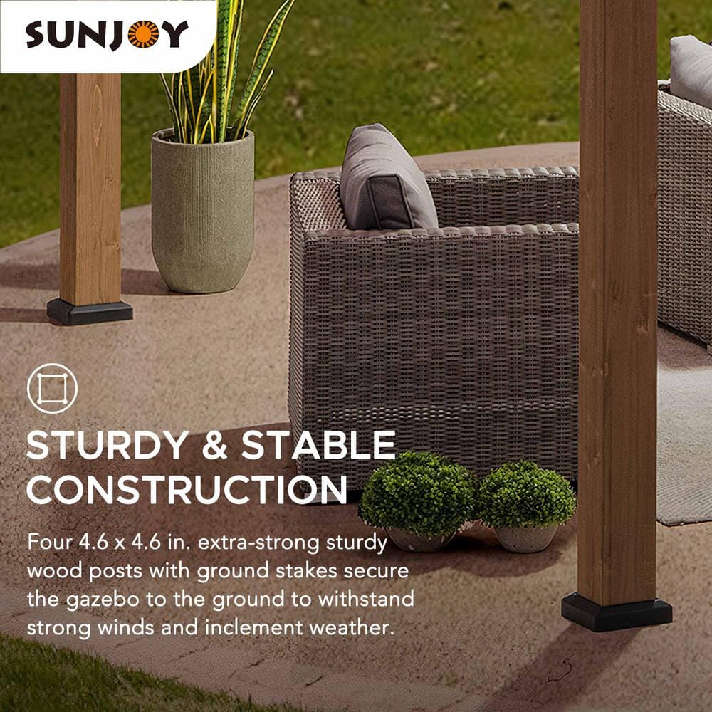 Cedar Framed Brown Steel 13x15 ft. Outdoor Patio Gazebo