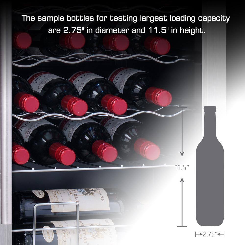 Stainless Steel 24-Bottle Freestanding Wine Cooler with LED Lighting