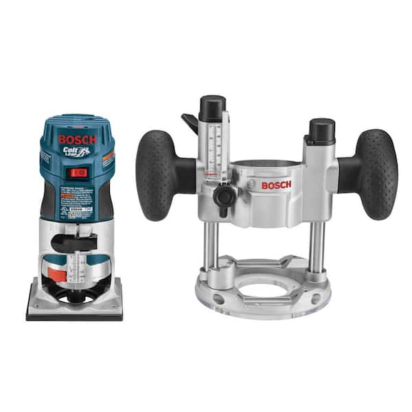 Bosch 5.6 Amp Corded Electronic 1 Horse Power Variable Speed Palm Router Combination Kit