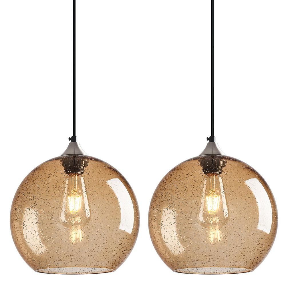 Home Lighting ‎60 Watts 1 Light 9. 84in Light Brown Glass Pendant Light for Living Room, No Bulbs Included, 2Pack price history on PriceWatchPro