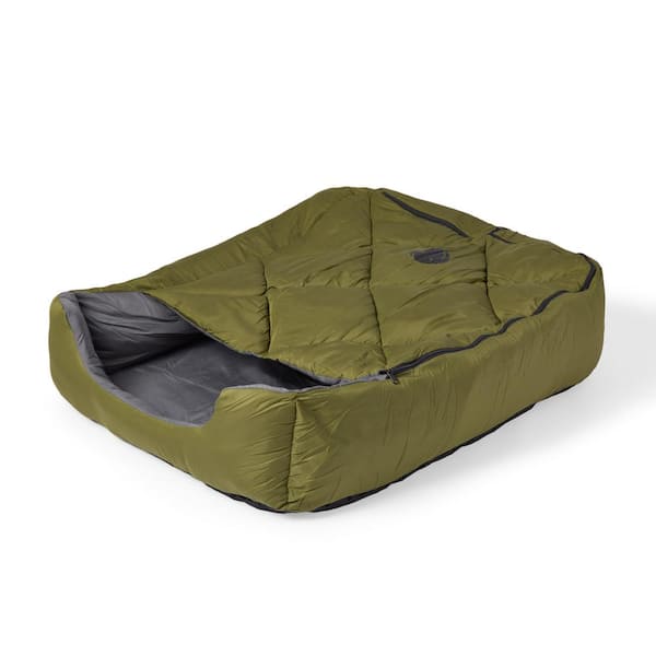 OmniCore Designs 36 in. x 28 in. x 10 in. Pet Sleeping Bag with Zippered Cover and Insulation, Use as Pet Beds or Pet Mats, MD/Green