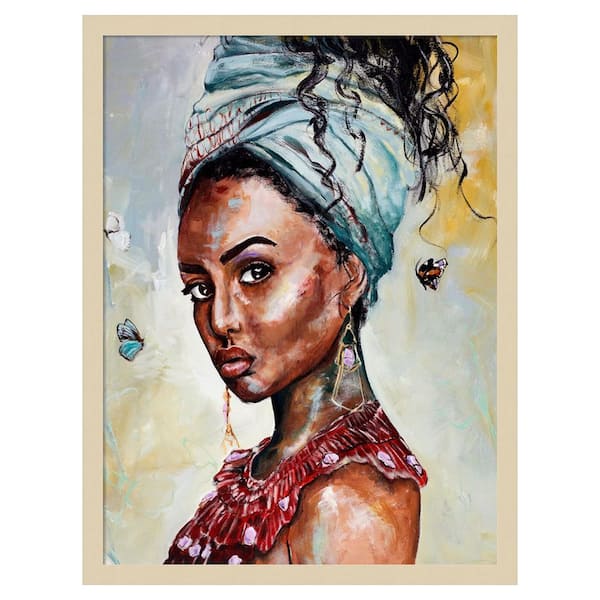 Amanti Art Lady with Butterflies by Design Fabrikken 1 Piece Framed Giclee People Art Print 25 in. x 19 in.