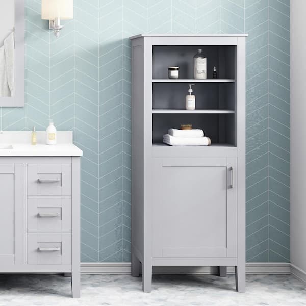 Home Decorators Collection Sepal 24 in. W x 16 in. D x 60 in. H Dove Gray Freestanding Linen Cabinet