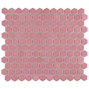 Tribeca 1 in. Hex Glossy Blush 10-1/4 in. x 11-7/8 in. Porcelain Mosaic Tile (8.6 sq. ft./Case)