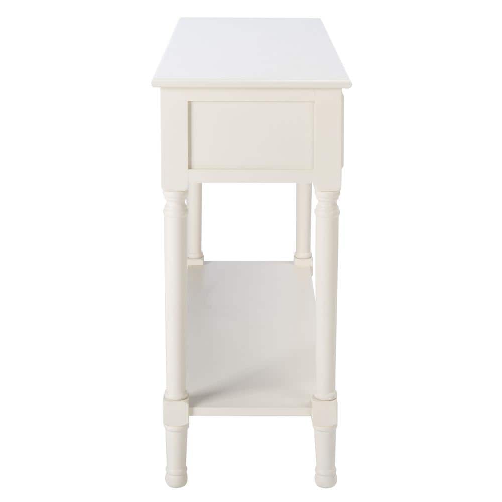 Haines Modern White 2-Drawer Console Table with Carved Details