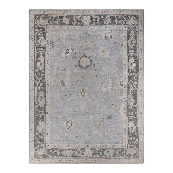 Solo Rugs Oushak One-of-a-Kind Traditional Light Gray 9 ft. x 12 ft. Hand Knotted Tribal Area Rug