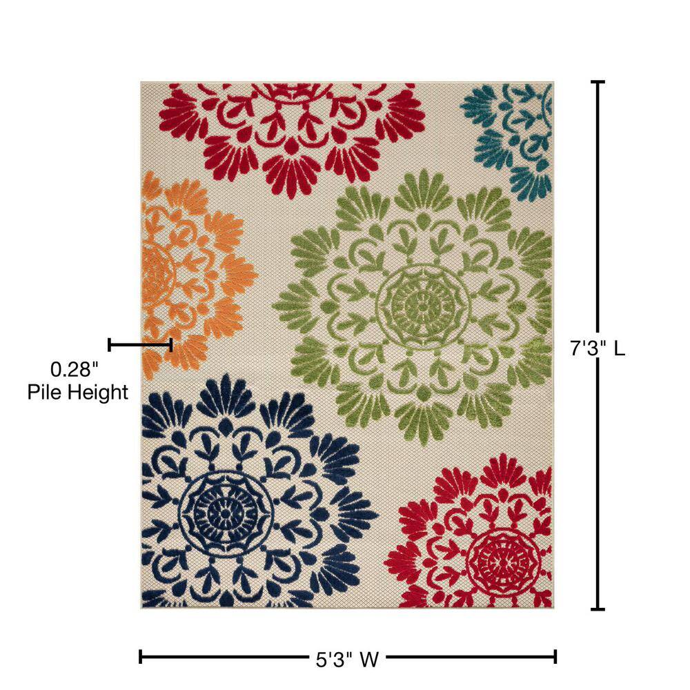 Oasis Multi-Color Floral Synthetic 5' x 7' Area Rug