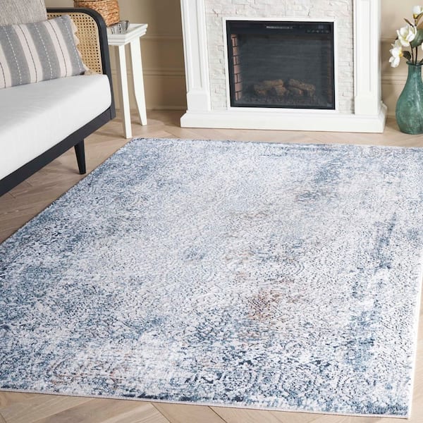 Parker 9 ft. x 12 ft. Blue/Taupe Distressed Gradient Area Rug