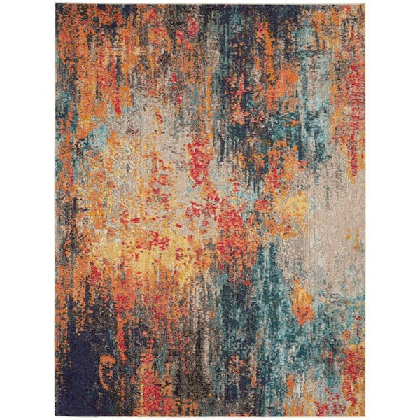 Nourison Celestial Multicolor 7 ft. x 10 ft. Abstract Contemporary Area Rug