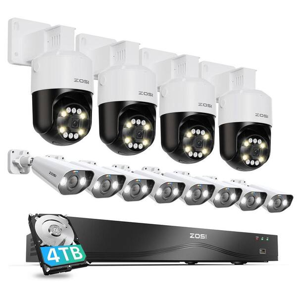 4K 8MP 16-Channel(32CH Expandable) 4TB NVR Home Security Camera System with 12 Wired Outdoor Cameras, Dual-Disk Backup