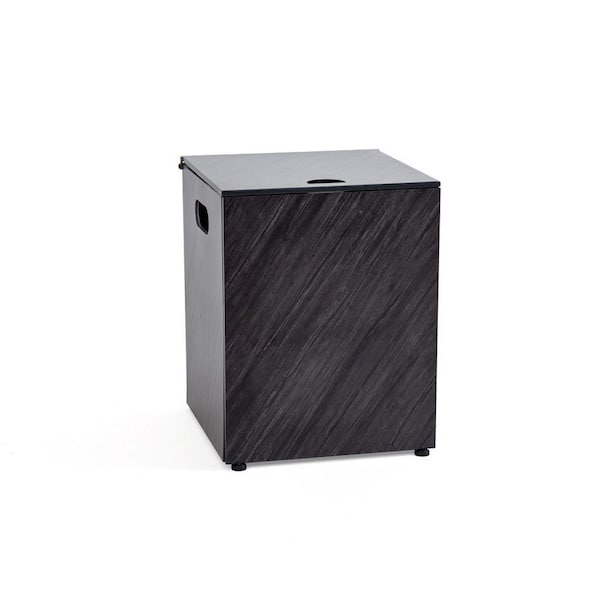 15.8 in Stone Gray Outdoor Side Table-Stone Grain Cover Hides 20 lb Propane Tank