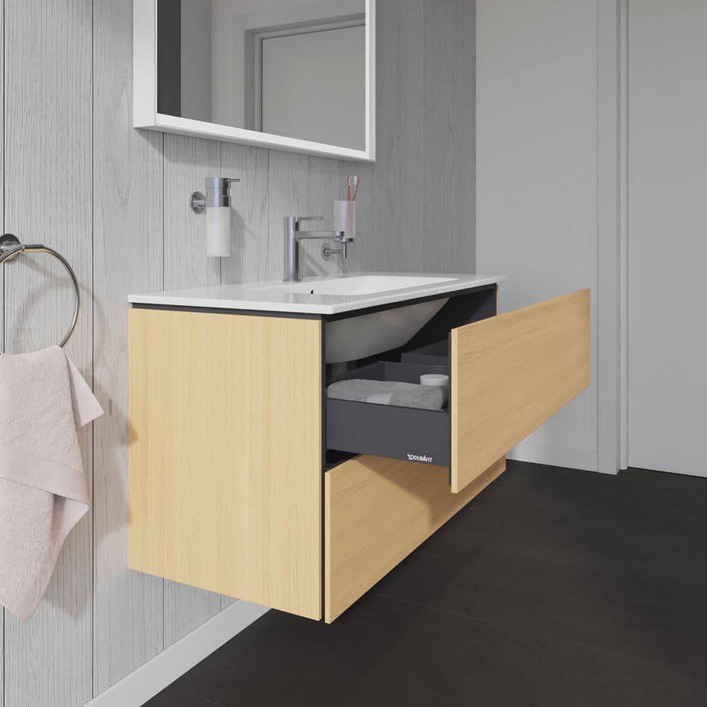 Natural Oak Wall Mounted Single Bathroom Vanity Base