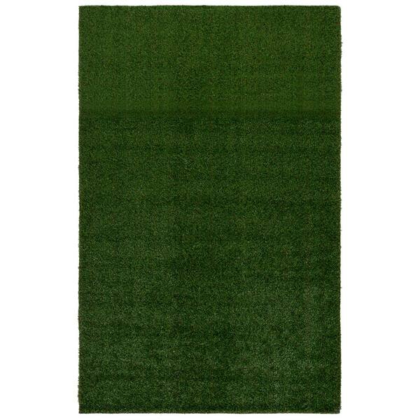 Turf 5 ft. x 8 ft. Natural/Green Solid Color Indoor/Outdoor Area Rug