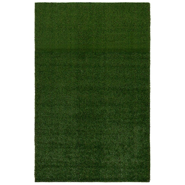 Turf 7 ft. x 9 ft. Natural/Green Solid Color Indoor/Outdoor Area Rug