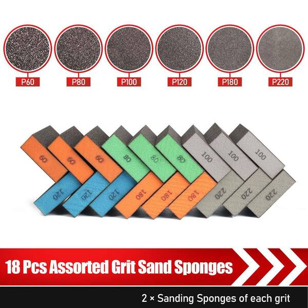 12PCS Drywall Sanding Sponge Set Wet Dry Hand Sander Block Pad Paper 60-220 Grit - View #7