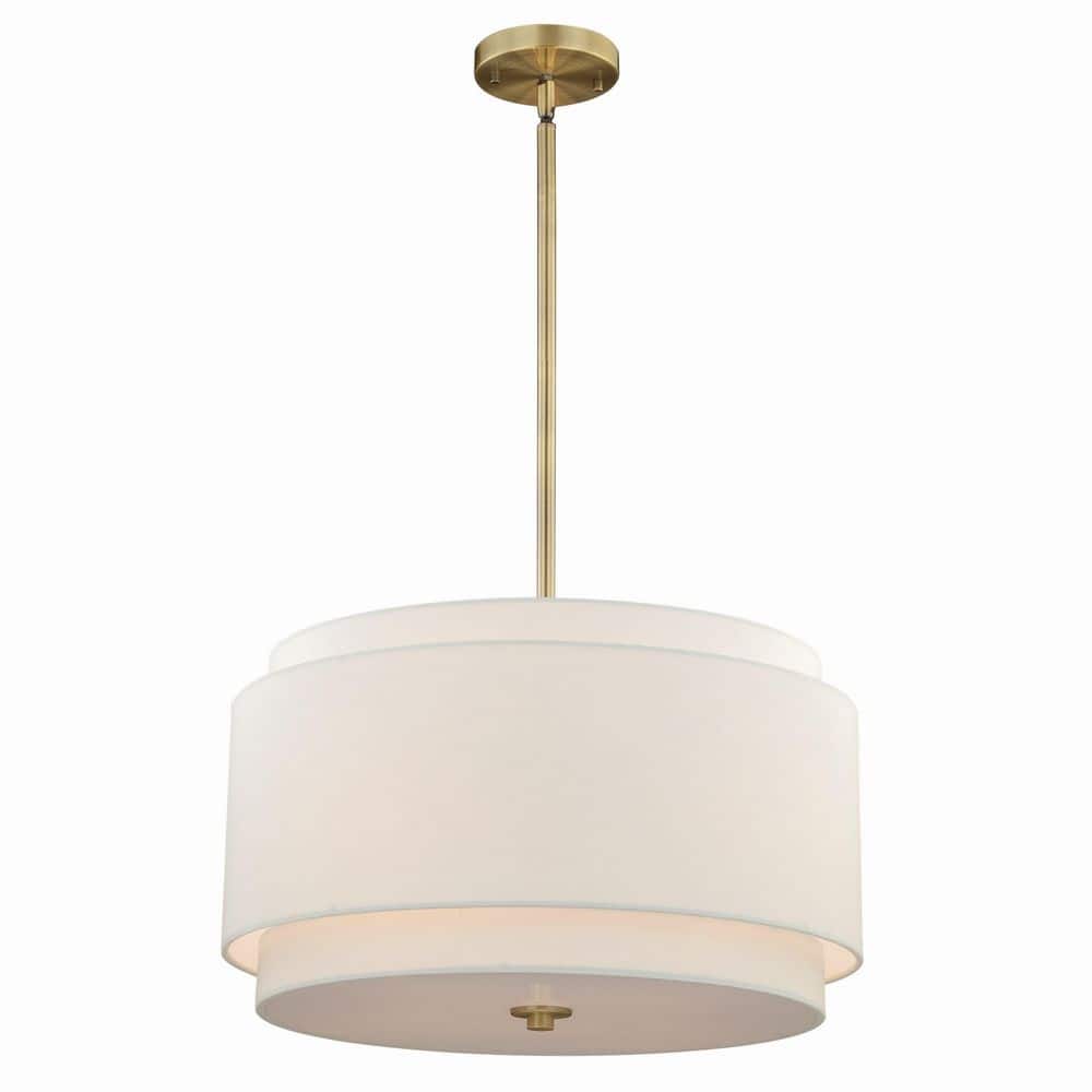 Burnaby 4-Light Brass Mid-Century Modern Drum Pendant White Linen price history on PriceWatchPro