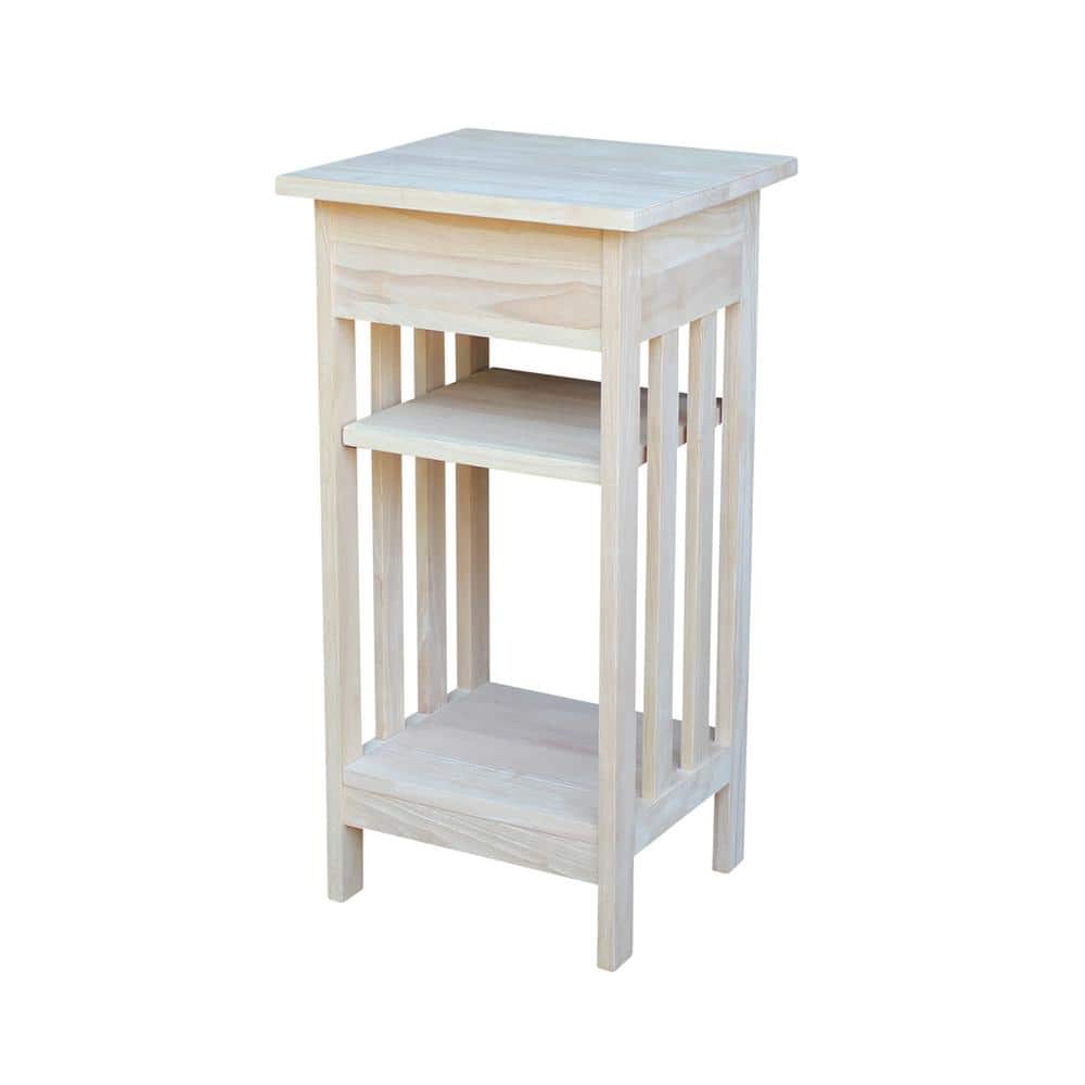 Unfinished Parawood Mission Telephone Stand with Storage