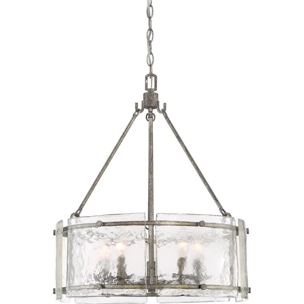 Fortress 5-Light Mottled Silver Pendant