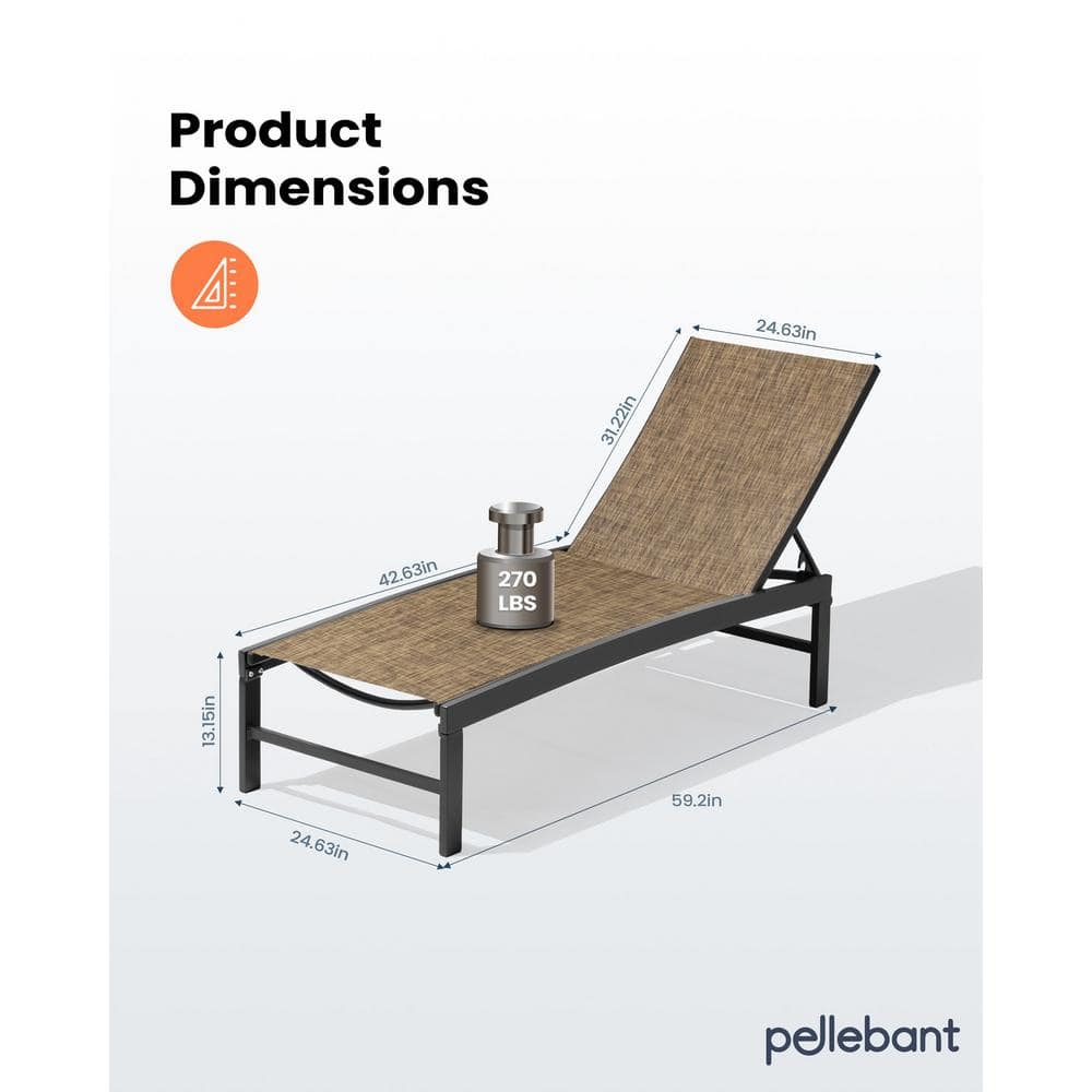 Elegant Curved Aluminum Outdoor Chaise in Gray & Dark Brown