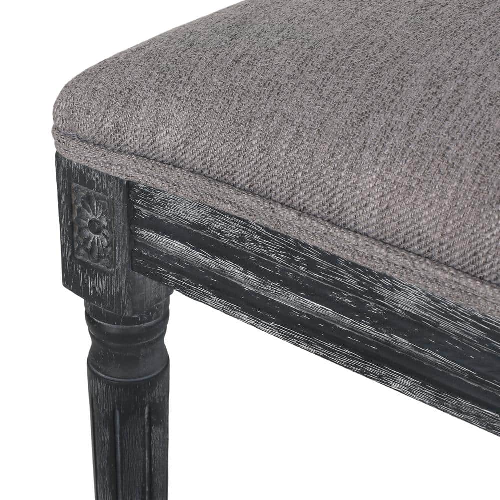 Gray Upholstered Rubberwood High Back Dining Chairs, Set of 6