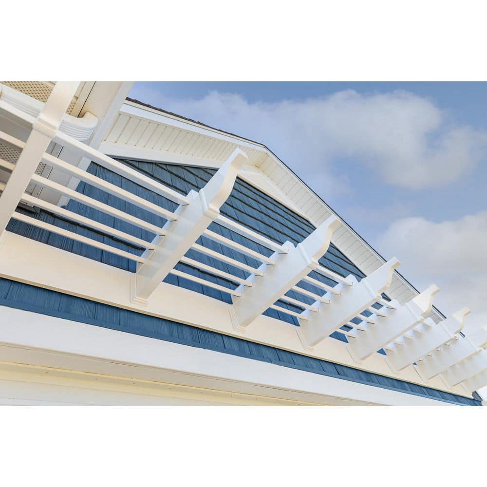 16 ft. White Vinyl Pergola with Flat Canopy