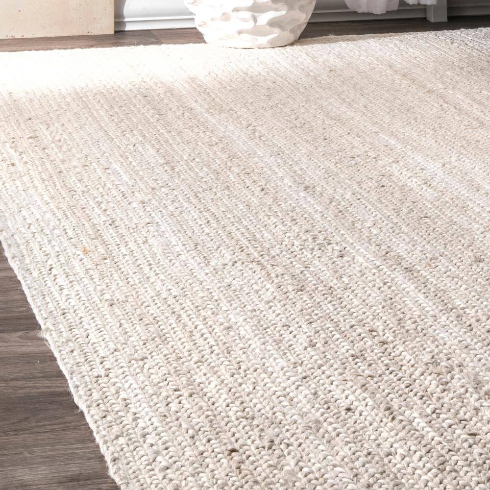 Eco-Friendly Artisanal Off White Braided Jute Rug 3' x 5'