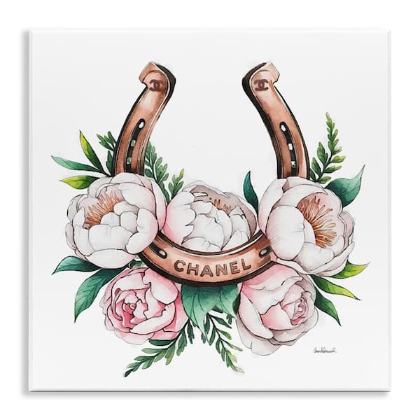 Stupell Industries Glam Peonies and Horseshoe by Amanda Greenwood Unframed Nature Graphic Art Print 12 in. x 12 in.
