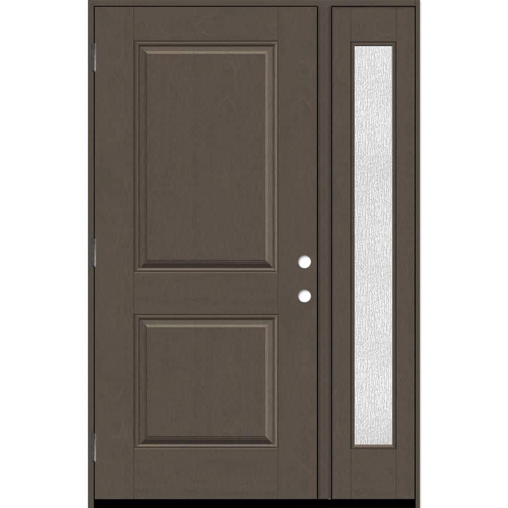 Regency 51 in. x 80 in. 2P Squaretop RHOS Ashwood Stain Mahogany Fiberglass Prehung Front Door with Rain 12in. SL 4-9/16 price history on PriceWatchPro