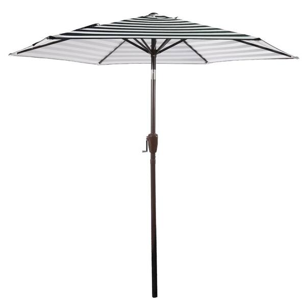 Amucolo 7.5 ft. Market Outdoor Patio Table Umbrella in Black and White with Push Button Tilt and Crank