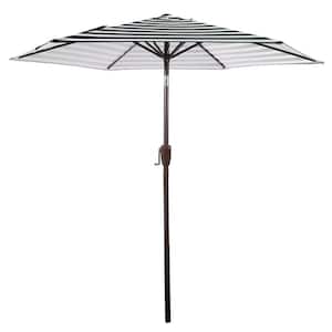 7.5 ft. Patio Market Umbrella Outdoor Table Umbrella with Push Button Tilt and Crank in Black White