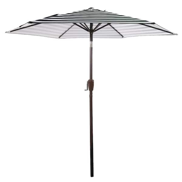 Tatayosi 7.5 ft. Patio Umbrella outdoor table Market Umbrella with Push Button Tilt and Crank in Black White