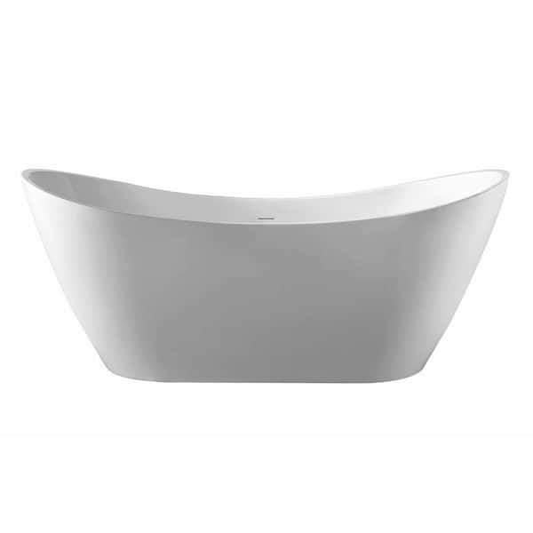Nile 59 in. L Acrylic Flatbottom Bathtub in White