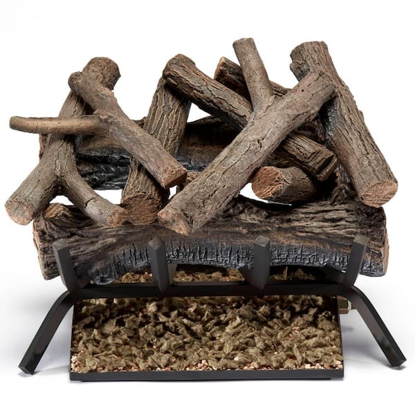 18 in. Rustic Oak Vented Natural Gas Fireplace Log Set, 45,000 BTU, Match Light